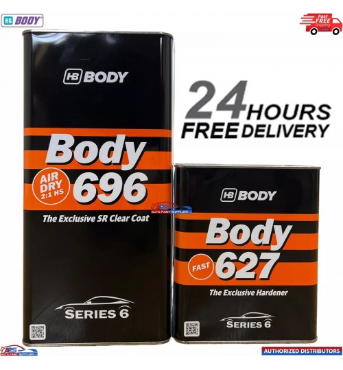 HB BODY 696 AIR DRY CLEAR HS SR 2:1 CLEARCOAT WITH 627 FAST HARDENER -7.5L KIT